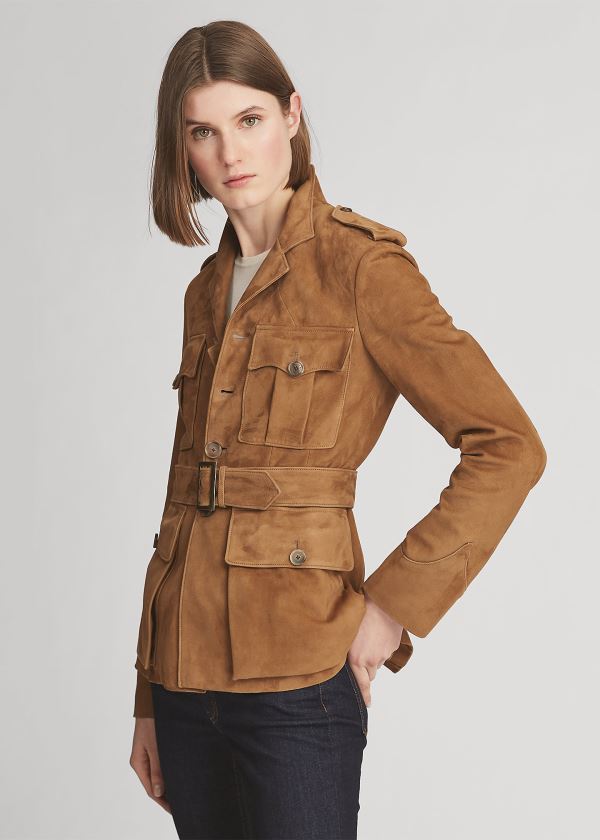 Chaquetas Ralph Lauren Mujer Marrom - Bryn Belted Lamb-Suede - LHUJG1085